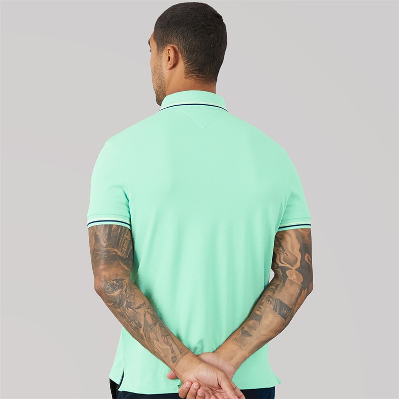 Tommy Hilfiger Mens Tipped Slim Fit Seas Polo Shirt Crushed Mint