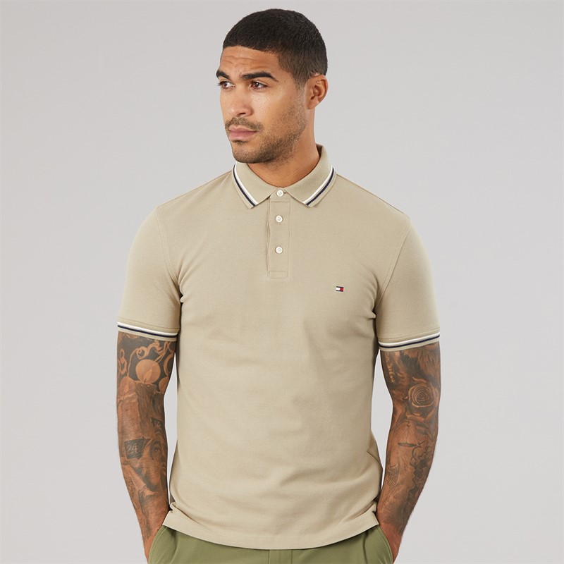 Tommy Hilfiger Mens Tipped Slim Fit Seas Polo Shirt Keystone