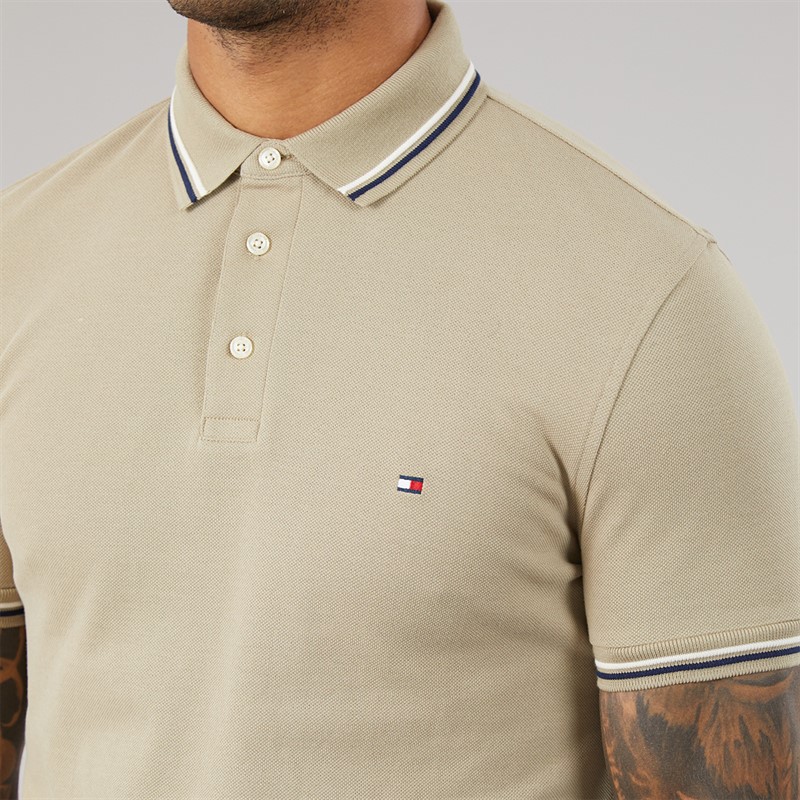 Tommy Hilfiger Mens Tipped Slim Fit Seas Polo Shirt Keystone