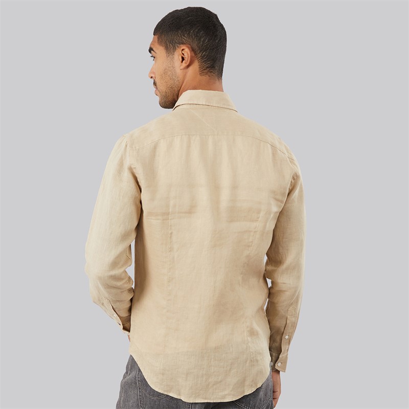 Tommy Hilfiger Mens DC Linen Long Sleeve Shirt Sandalwood