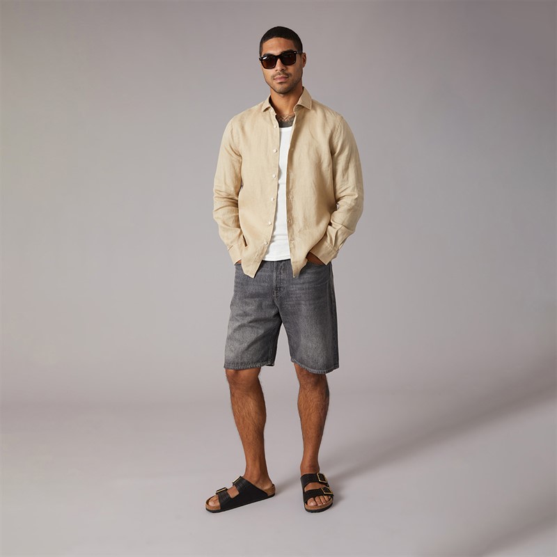 Tommy Hilfiger Mens DC Linen Long Sleeve Shirt Sandalwood