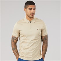 Tommy Hilfiger Mens Interlock Zip Regular Polo Shirt Sandalwood