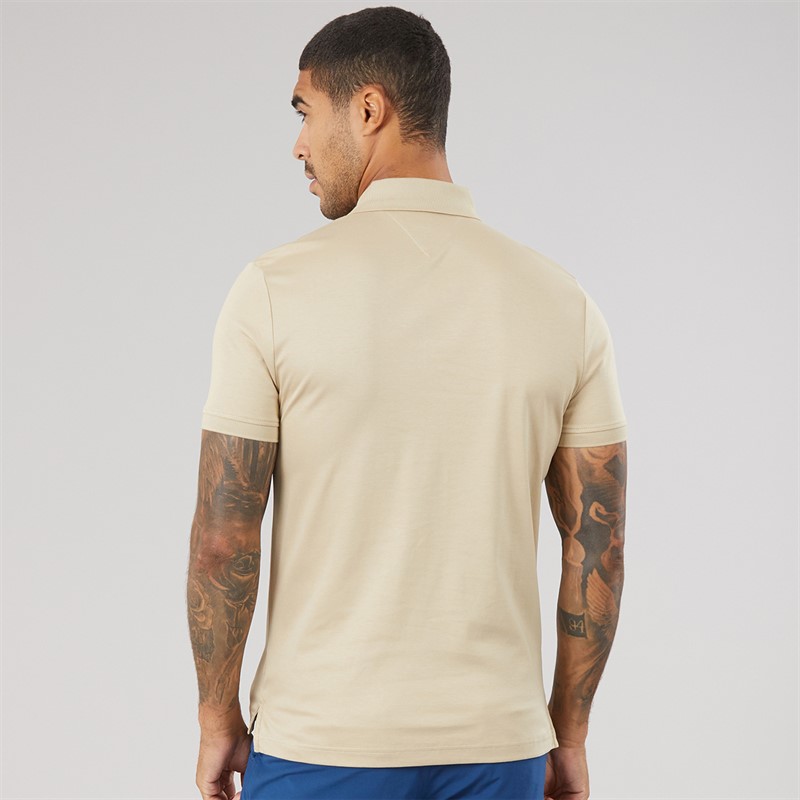 Tommy Hilfiger Mens Interlock Zip Regular Polo Shirt Sandalwood