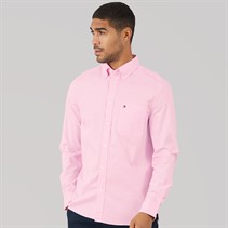 Tommy Hilfiger Mens Light Oxford Solid Long Sleeve Shirt Rose Petal