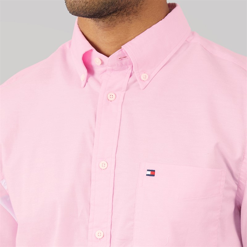 Tommy Hilfiger Mens Light Oxford Solid Long Sleeve Shirt Rose Petal