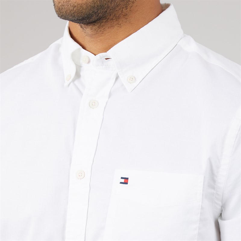 Tommy Hilfiger Mens Light Oxford Solid Long Sleeve Shirt White