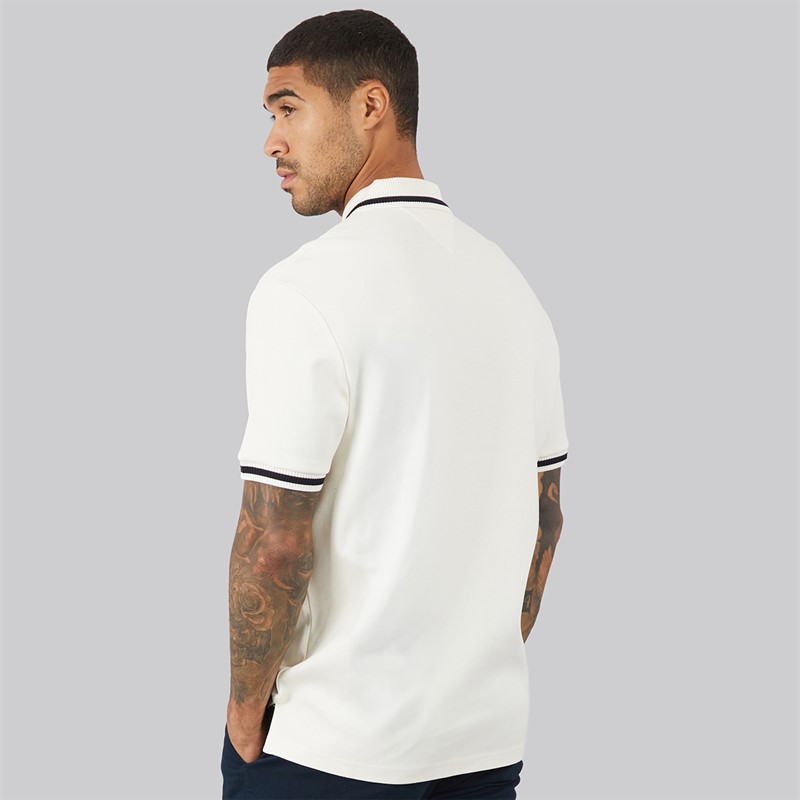 Tommy Hilfiger Mens TH Script Classic Fit Polo Shirt Ivory Petal