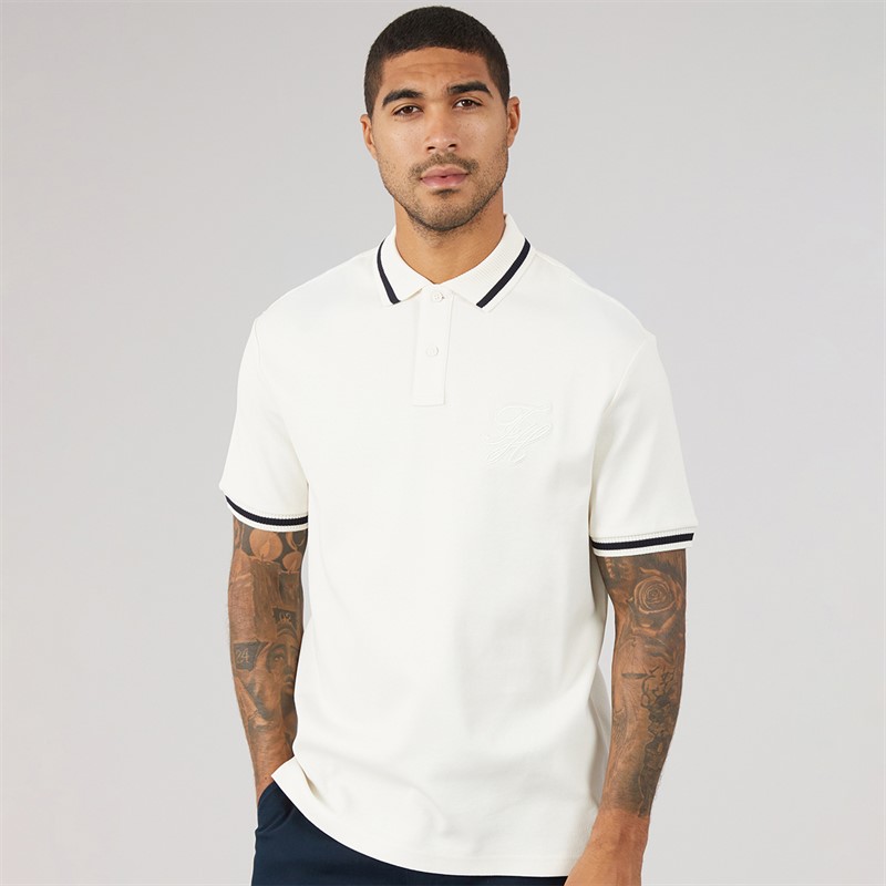 Tommy Hilfiger Mens TH Script Classic Fit Polo Shirt Ivory Petal