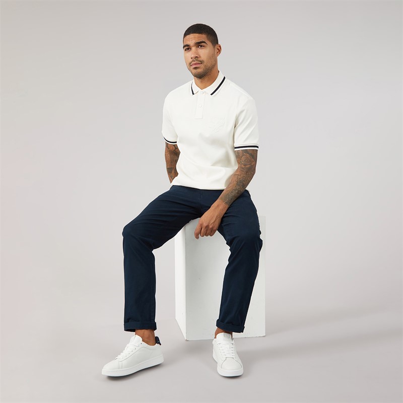 Tommy Hilfiger Mens TH Script Classic Fit Polo Shirt Ivory Petal
