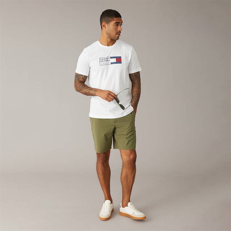 Tommy Hilfiger Mens Brand Love Text Box T-Shirt White