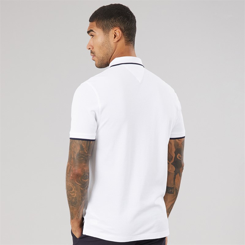 Tommy Hilfiger Mens Pique Undercollar Polo Shirt White