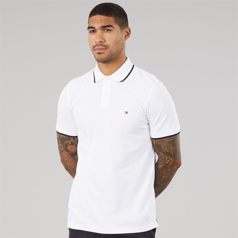 Tommy Hilfiger Mens Pique Undercollar Polo Shirt White