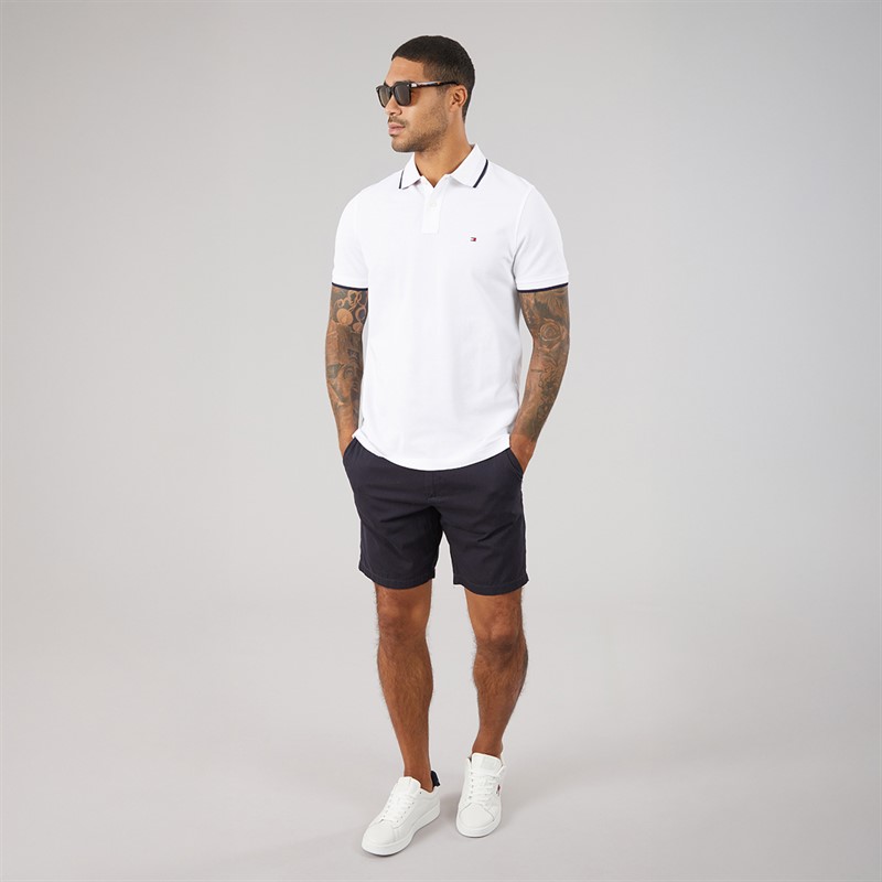 Tommy Hilfiger Mens Pique Undercollar Polo Shirt White
