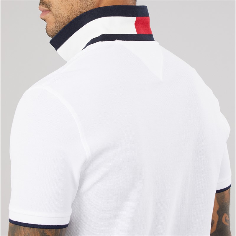 Tommy Hilfiger Mens Pique Undercollar Polo Shirt White