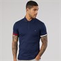 Tommy Hilfiger Mens RWB Cuff Liquid Polo Shirt Carbon Navy