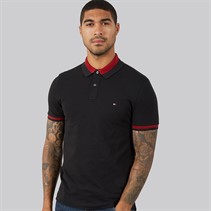 Tommy Hilfiger Mens Contrast Collar Block Polo Shirt Black