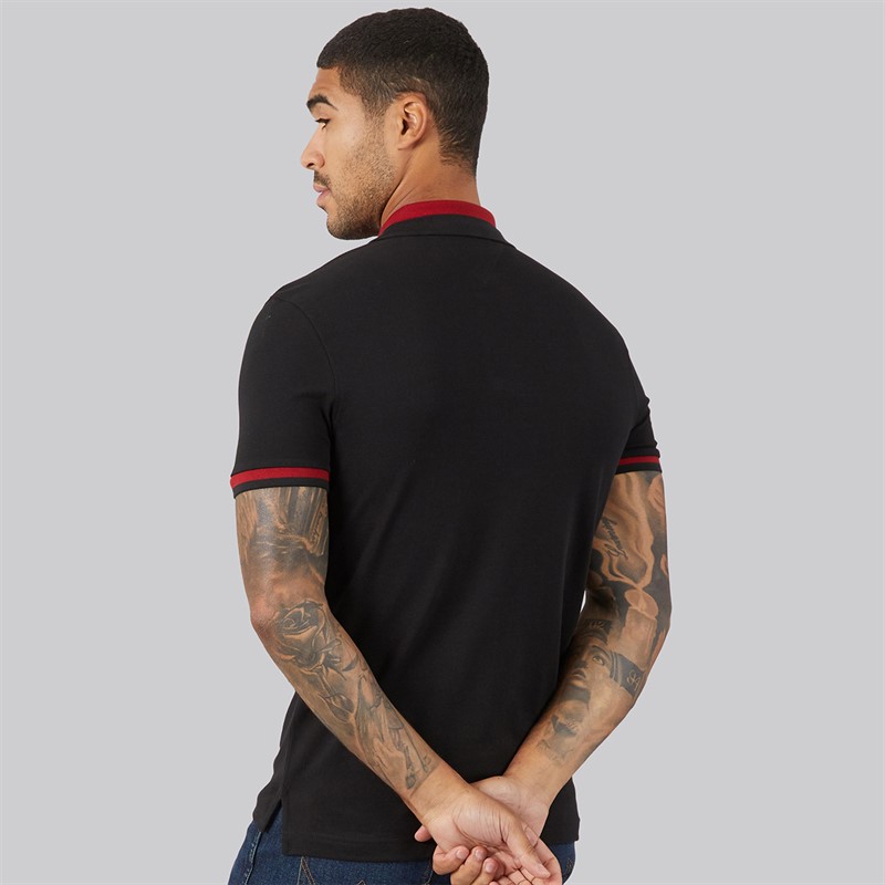 Tommy Hilfiger Mens Contrast Collar Block Polo Shirt Black