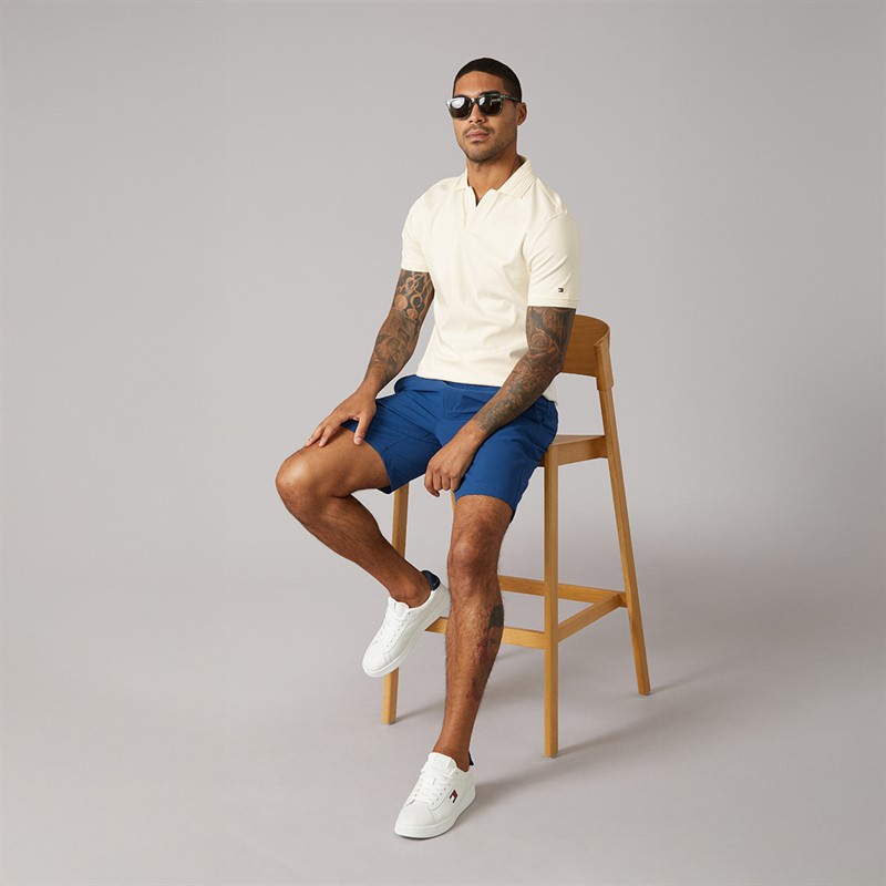 Tommy Hilfiger Mens Collar Intrest Polo Shirt Ivory Petal