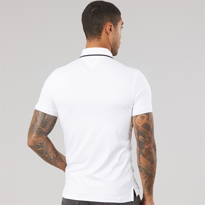Tommy Hilfiger Mens Liquid Cotton Tipped Polo Shirt White