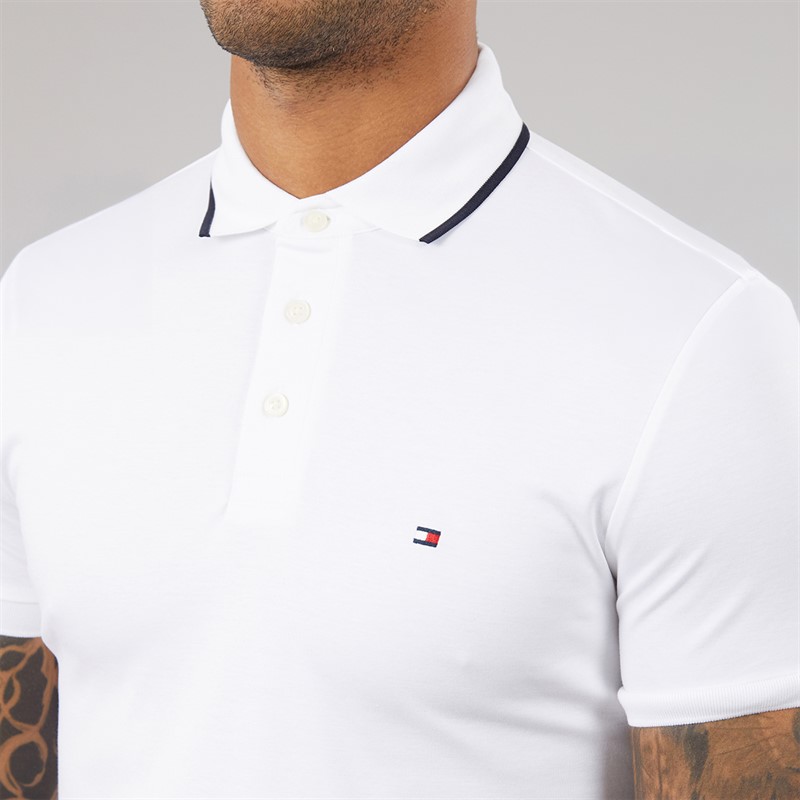 Tommy Hilfiger Mens Liquid Cotton Tipped Polo Shirt White