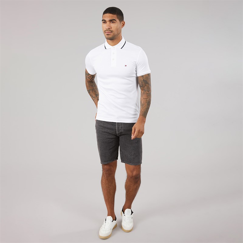 Tommy Hilfiger Mens Liquid Cotton Tipped Polo Shirt White