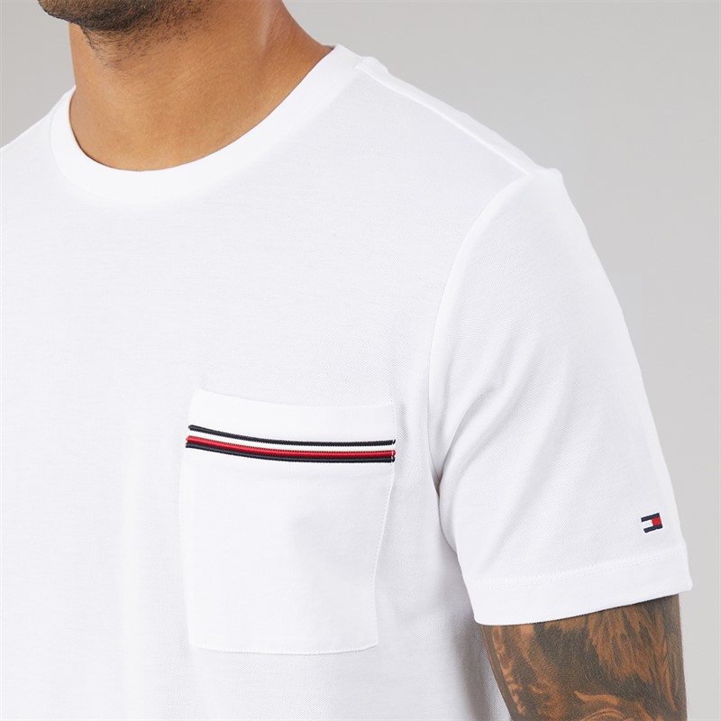 Tommy Hilfiger Mens Global Stripe Pique T-Shirt White