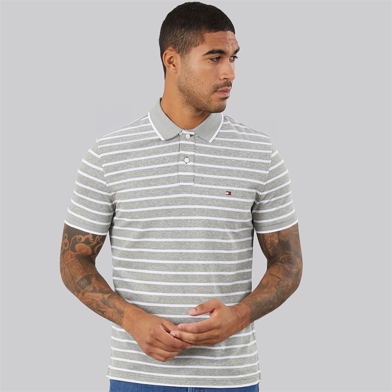 Tommy Hilfiger Mens Cotton Linen Pique Polo Shirt Dark Artichoke/White