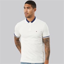 Tommy Hilfiger Mens Contrast Collar Block Polo Shirt Ivory Petal