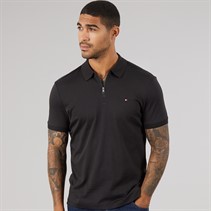 Tommy Hilfiger Mens Interlock Zip Reg Polo Shirt Black