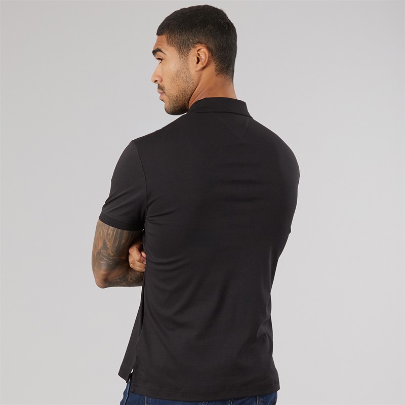 Tommy Hilfiger Mens Interlock Zip Reg Polo Shirt Black