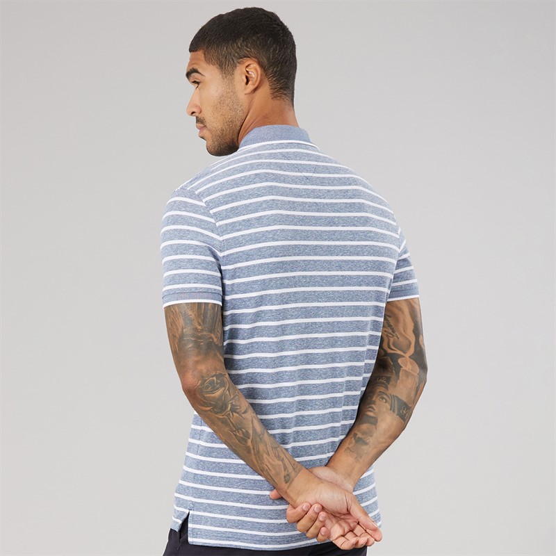 Tommy Hilfiger Mens Cotton Linen Pique Polo Shirt Blue Jean/White