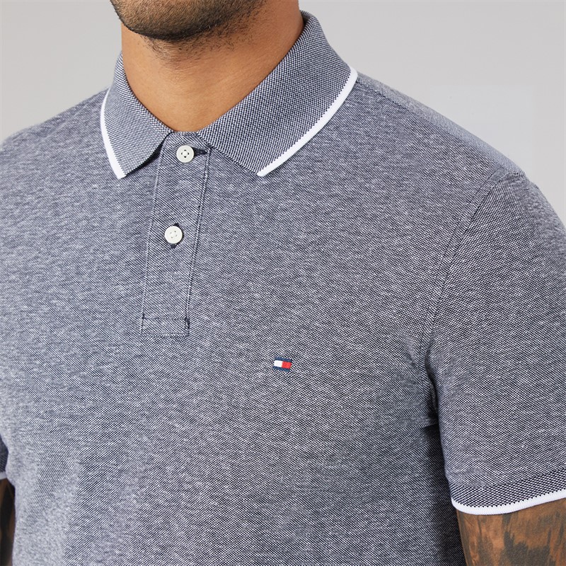 Tommy Hilfiger Mens Cotton Linen Pique Polo Shirt Desert Sky