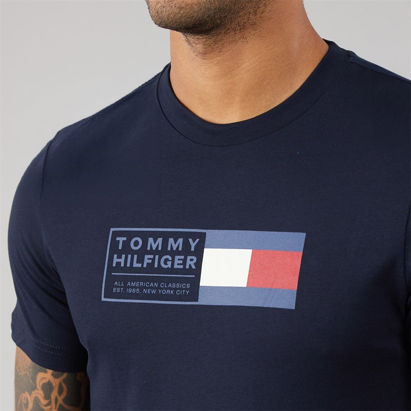 Tommy Hilfiger Mens Brand Love Text Box T-Shirt Desert Sky