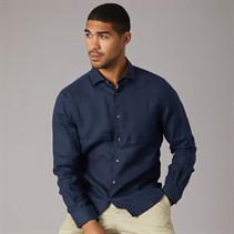 Tommy Hilfiger Mens DC Linen Long Sleeve Shirt Navy Iris