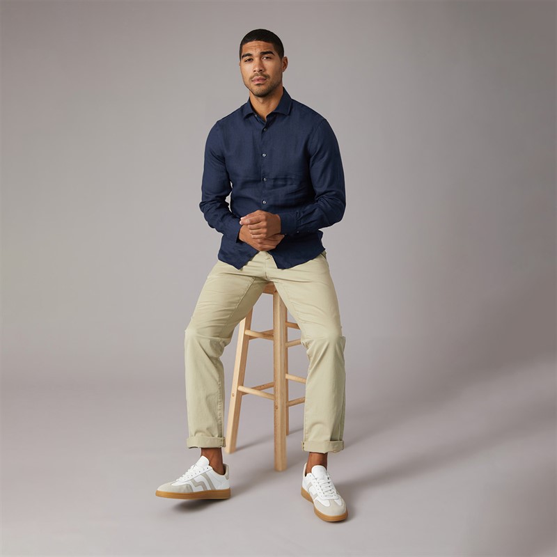 Tommy Hilfiger Mens DC Linen Long Sleeve Shirt Navy Iris