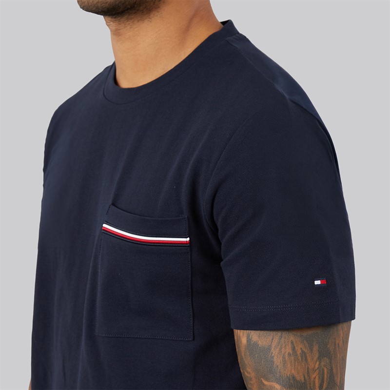 Tommy Hilfiger Mens Global Stripe Pique T-Shirt Desert Sky