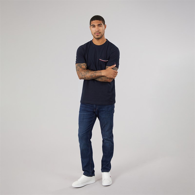 Tommy Hilfiger Mens Global Stripe Pique T-Shirt Desert Sky