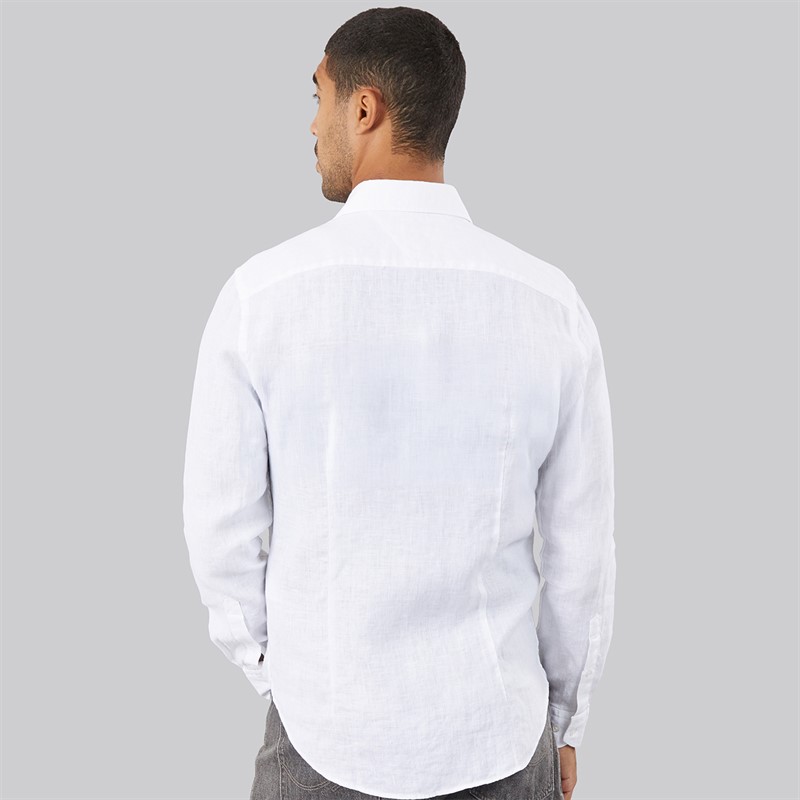 Tommy Hilfiger Mens DC Linen Long Sleeve Shirt Optic White