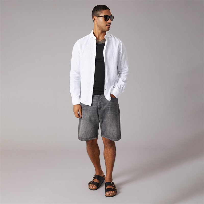 Tommy Hilfiger Mens DC Linen Long Sleeve Shirt Optic White