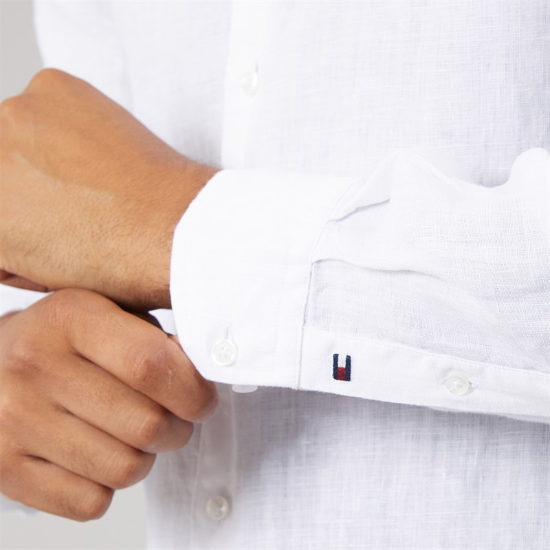 Tommy Hilfiger Mens DC Linen Long Sleeve Shirt Optic White