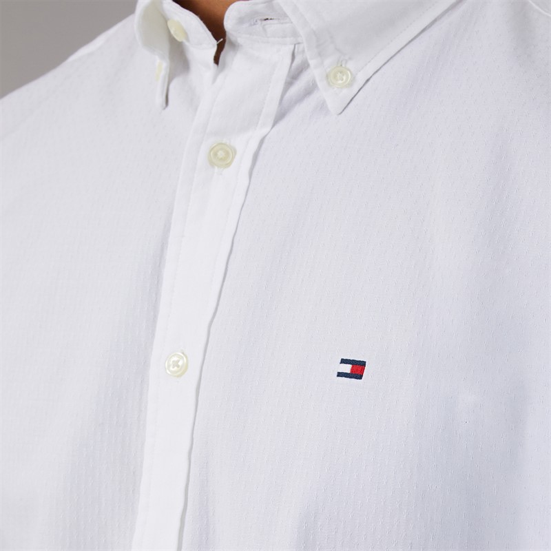 Tommy Hilfiger Mens Flex Dobby Long Sleeve Shirt White