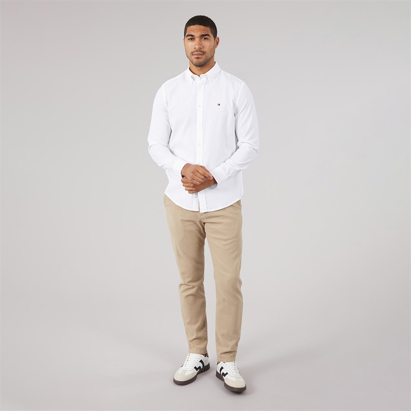 Tommy Hilfiger Mens Flex Dobby Long Sleeve Shirt White