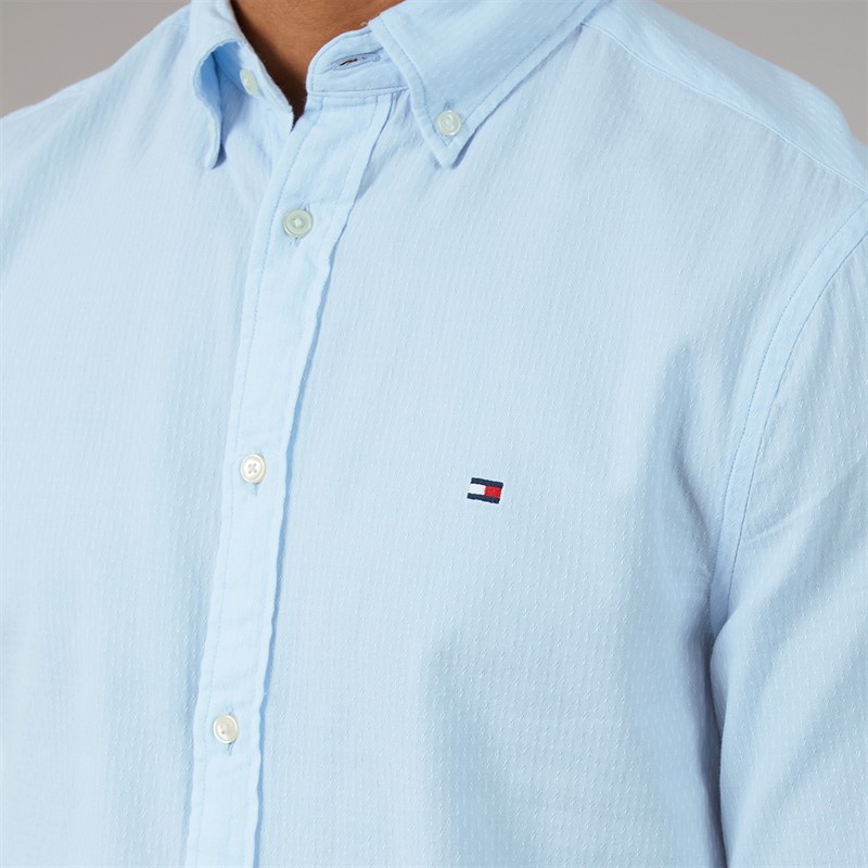 Tommy Hilfiger Mens Flex Dobby Long Sleeve Shirt Sweet Blue