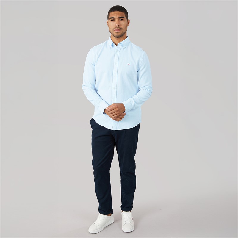 Tommy Hilfiger Mens Flex Dobby Long Sleeve Shirt Sweet Blue