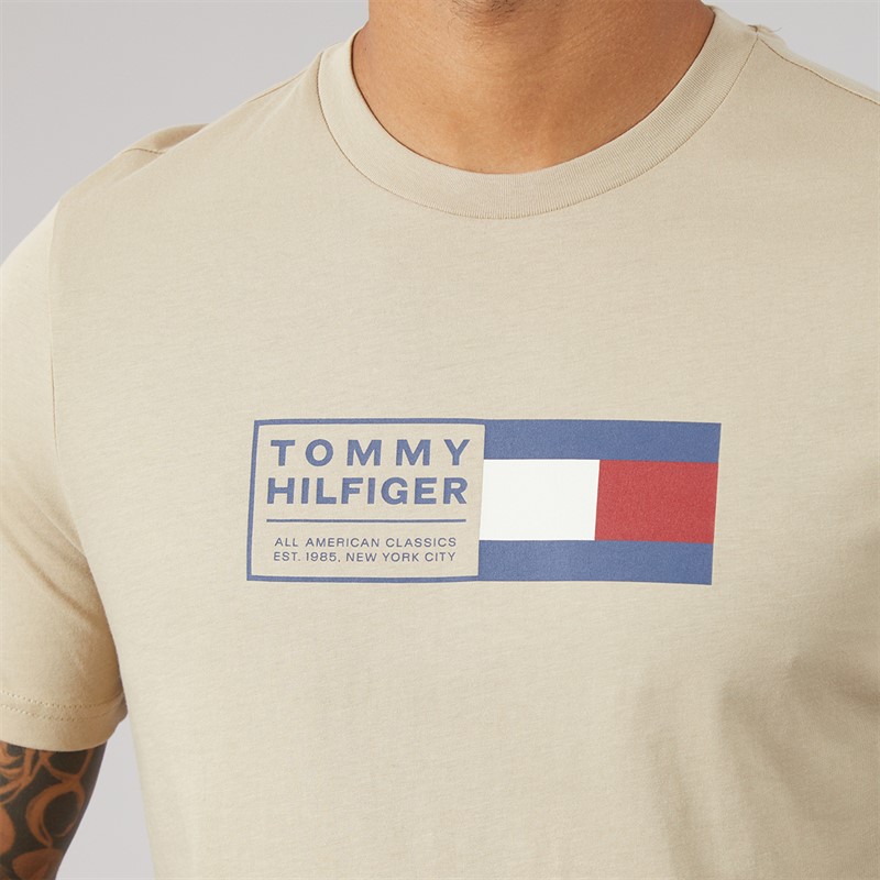 Tommy Hilfiger Mens Brand Love Text Box T-Shirt Sandalwood