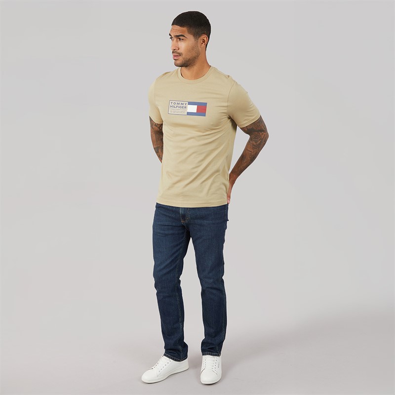 Tommy Hilfiger Mens Brand Love Text Box T-Shirt Sandalwood
