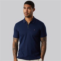 Tommy Hilfiger Mens Interlock Zip Reg Polo Shirt Carbon Navy
