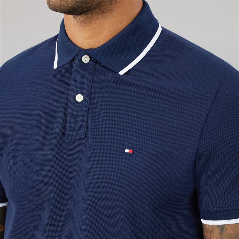 Tommy Hilfiger Mens Pique Undercollar Polo Shirt Carbon Navy