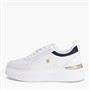 Tommy Hilfiger Womens Satin Platform Trainers Ecru/Space Blue
