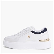 Tommy Hilfiger Womens Satin Platform Trainers Ecru/Space Blue